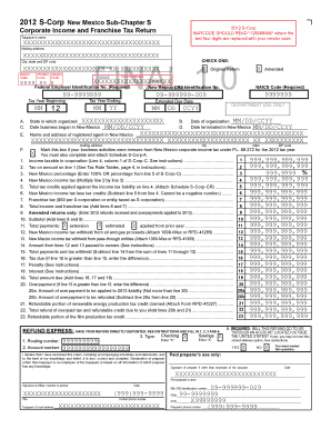 New Mexico S-Corp Income and Franchise Tax Return