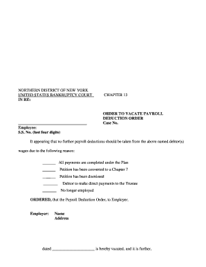 Order to Vacate Payroll Deduction