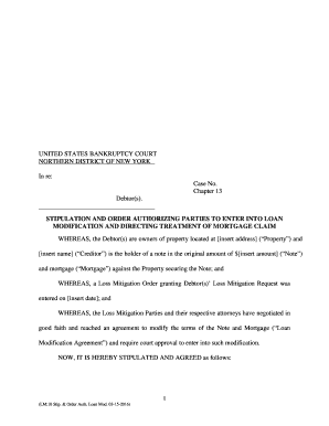 Stipulation and Order for Loan Modification