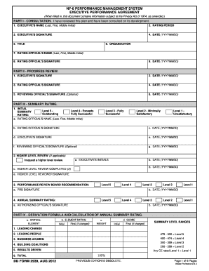 Executive Performance Agreement Form