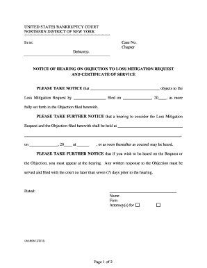 Notice of Hearing on Objection to Loss Mitigation Request