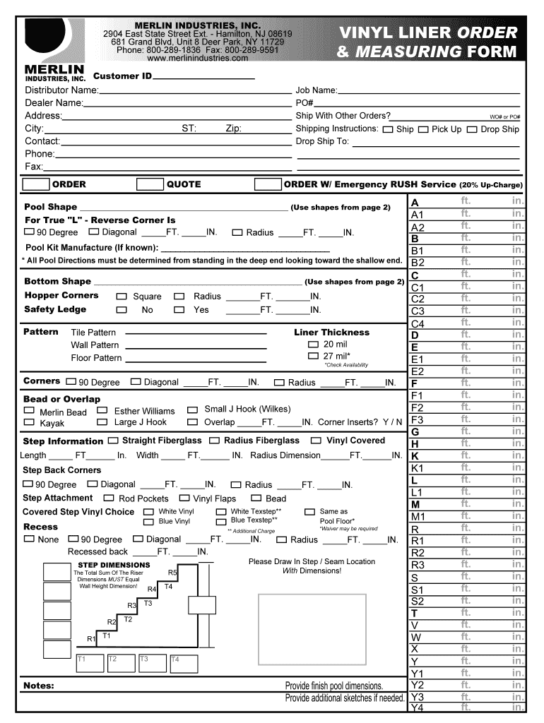 liner order form Preview on Page 1