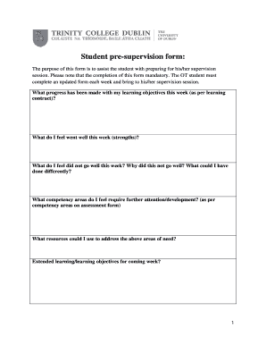 Student Pre-Supervision Form