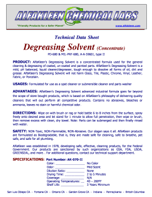 AlfaKleen Degreasing Solvent Technical Data Sheet