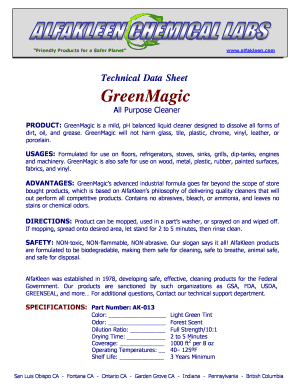 GreenMagic All Purpose Cleaner Technical Data Sheet
