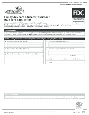 Blue Card Application for Family Day Care Educators