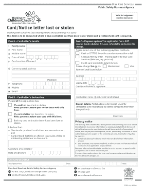 Blue Card Replacement Form