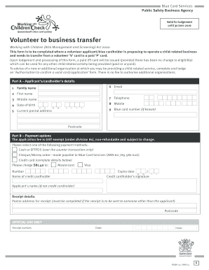 Volunteer to Paid Blue Card Transfer Form