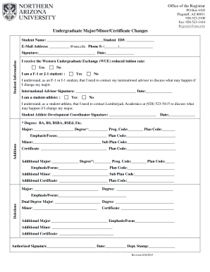 Undergraduate Major/Minor/Certificate Changes Form