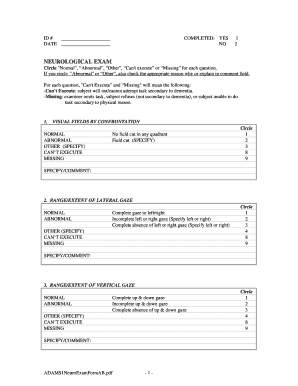 Neurological Exam Form