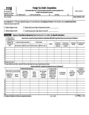IRS Form 1118 Foreign Tax Credit