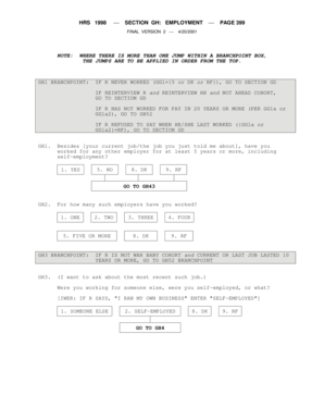 Employment History Survey Form