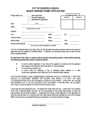 City of Deerfield Beach Beach Parking Permit Application