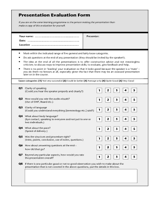 Presentation Evaluation Form