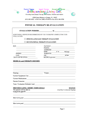 Physical Therapy Re-Evaluation Form
