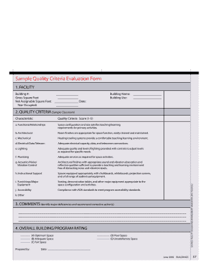 Facility Quality Criteria Evaluation Form