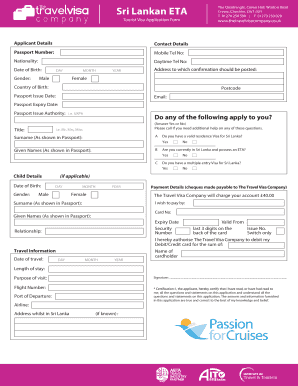 Sri Lankan ETA Application Form