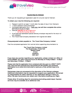 Vietnam Tourist Visa Application Form