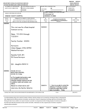 Statement of Deficiencies and Plan of Correction