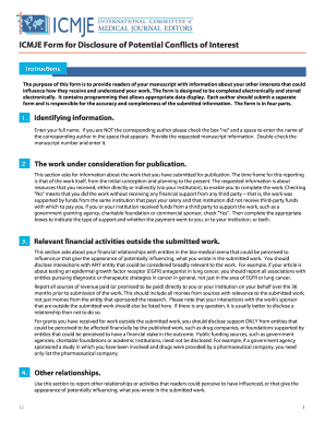 ICMJE Form for Disclosure of Potential Conflicts of Interest