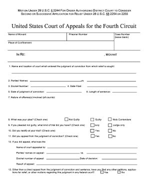 Motion for Authorization to File Successive Application Under 28 USC 2244 - ncwd uscourts