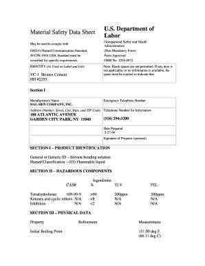 Material Safety Data Sheet