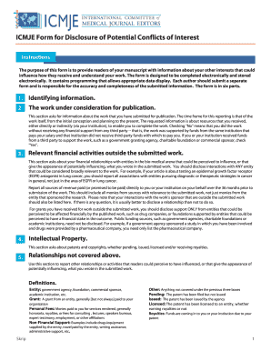ICMJE Form for Disclosure of Potential Conflicts of Interest