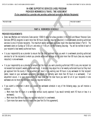 California IHSS Provider Workweek and Travel Time Agreement