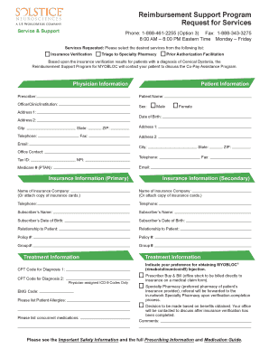 MYOBLOC Reimbursement Support Program Request for Services