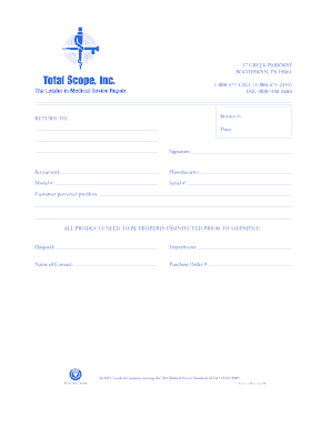 Medical Device Disinfection Form