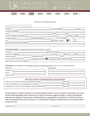 Adult & Pediatric Urology New Patient Form