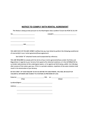 Notice to Comply with Rental Agreement