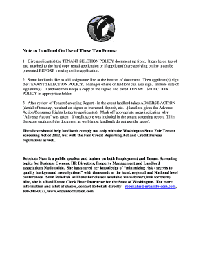 Tenant Selection Policy and Adverse Action Notice