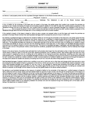 Liquidated Damages Addendum for Rental Contract