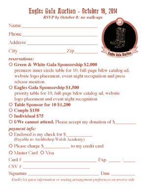 RSVP by October 8 no walk-ups - stcswalshorg