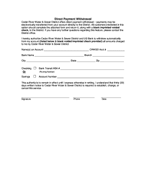 Direct Payment Withdrawal Authorization