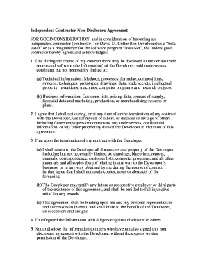 Independent Contractor Non-Disclosure Agreement
