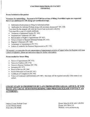 Michigan Application for Informal Probate