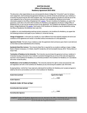 Boston College Residency Agreement