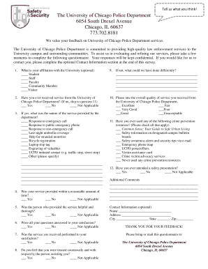 University of Chicago Police Department Feedback Form
