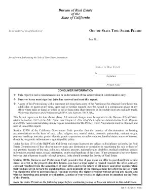 California Time-Share Permit Application