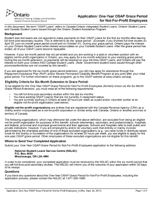 One-Year OSAP Grace Period Application