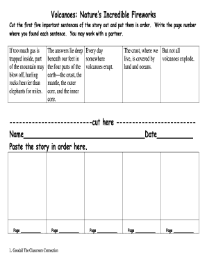 Volcanoes Activity Worksheet