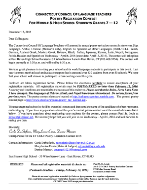 Connecticut Poetry Recitation Contest Registration