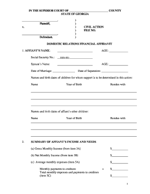 Domestic Relations Financial Affidavit