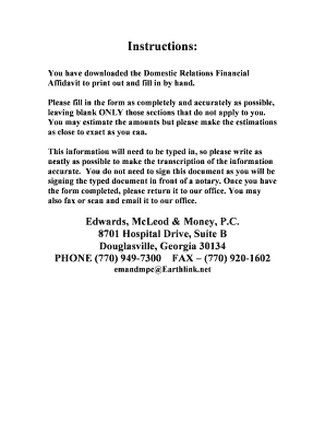 Domestic Relations Financial Affidavit