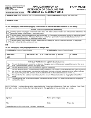 RAILROAD COMMISSION OF TEXAS APPLICATION FOR AN bForm W-3Xb