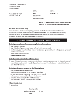 GAP Contract Claim Form