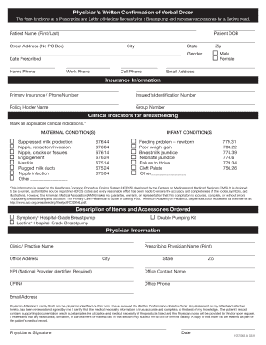 Physician's Written Confirmation of Verbal Order