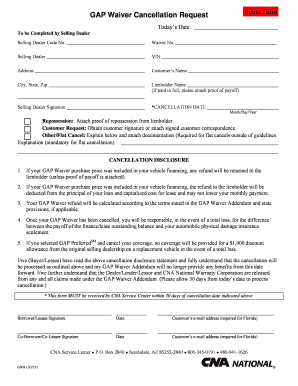GAP Waiver Cancellation Request